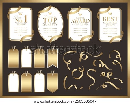 Gold shiny ribbon tape and frame set