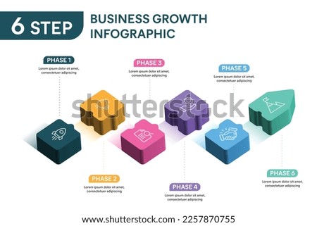Puzzle Infographic template with icons. 6 Step or Phase or Option. Vector illustration