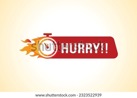 Hurry Hot Sale Badge. Banner of sale with clock, fire and countdown. Stopwatch in fire vector illustration.