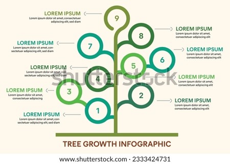 Creative Tree Infographic design template concept with 9 steps. Vector illustration.