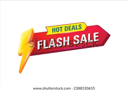 Hot Deals Flash Sale Badge or Logo. Logo with Flash Symbol on Red Background. Vector Illustration.