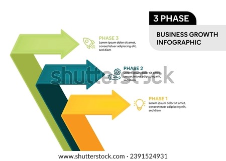 3D Arrow Fold Infographic Vector Illustration. 3 Steps Business Process Concept.