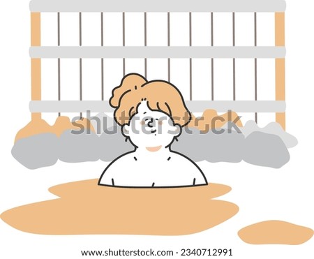 Woman enjoying hot spring illustration