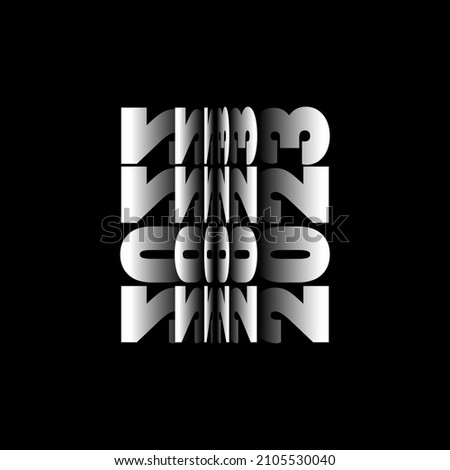 Passing into New Year 2023 Flip text effect isolated on black background, Folding or turning paper effect 2023 Vector Illustration graphic, new year figures typography
