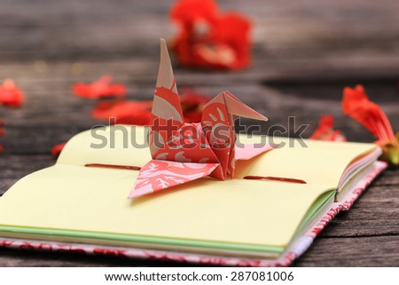 Origami Bird on Handmade notebook