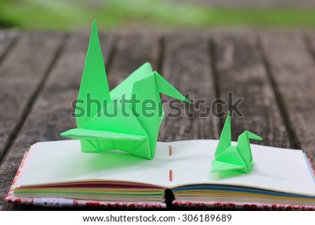 Origami Bird on Handmade notebook