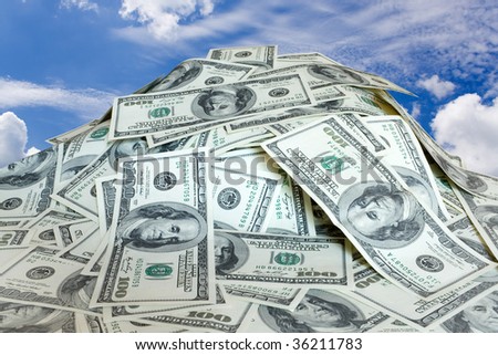 big pile of the money. dollars usa