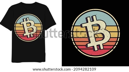 Bitcoin retro vintage t-shirt design template