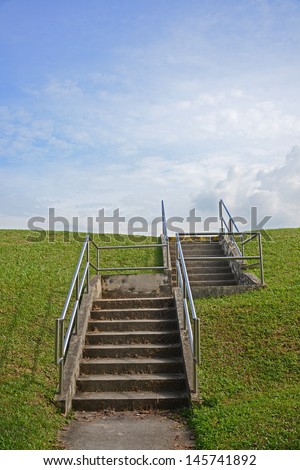 Outdoor Stair Step In The Park With Blue Sky