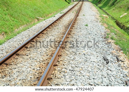 Railway Track Running Through The Countryside