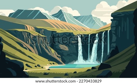 Beautiful landscape of Iceland. Vector illustration.