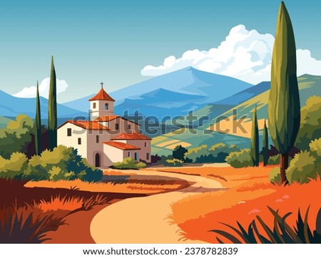 Beautiful landscape in Spain. Vector illustration.