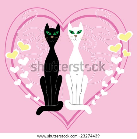animal cat couple illustration love