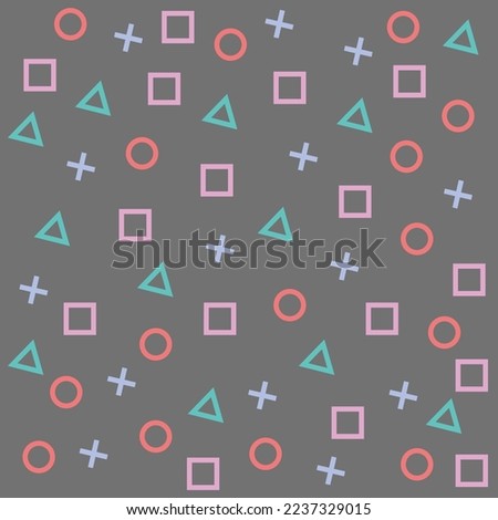triangle square circle cross on playstation gray background seamless pattern