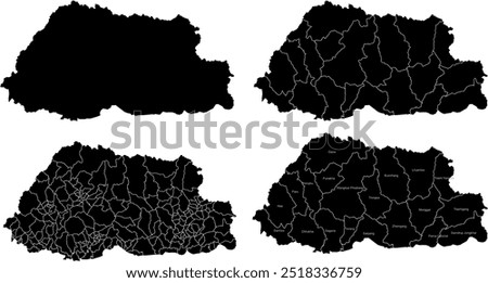 BHUTAN MAP with its administrative divisions and regions