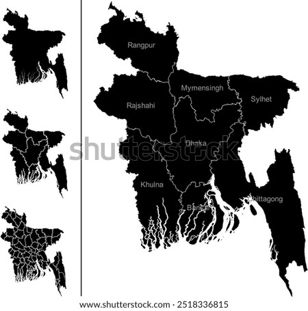 BANGLADESH MAP with its administrative divisions and regions