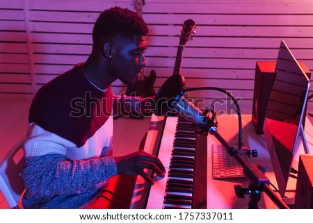 Similar – Image, Stock Photo Man in recording studio