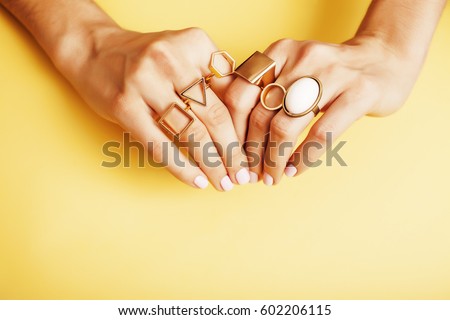 Similar – Image, Stock Photo hand Hand Gold ring Touch