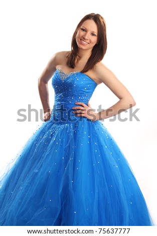 Teen In Blue Dress, Prom Or Bridesmaid Stock Photo 75637777 : Shutterstock