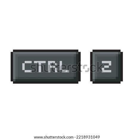 Command keys on computer, ctrl z commands, pixel art illustration