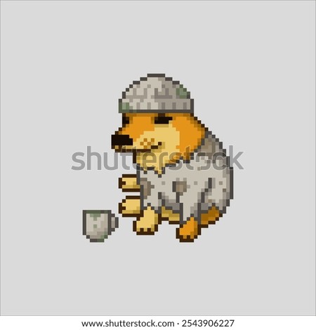 Homeless dog, pixel art meme