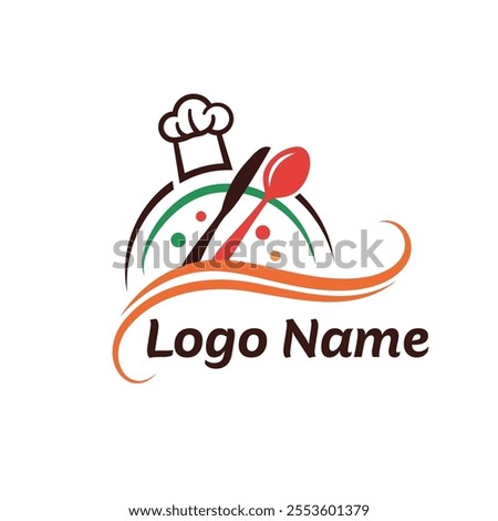 Restaurant logo with spoon and fork icon, modern concept of lines, Restaurant logo