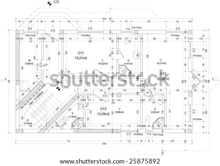 vector plan drawing with dimensions