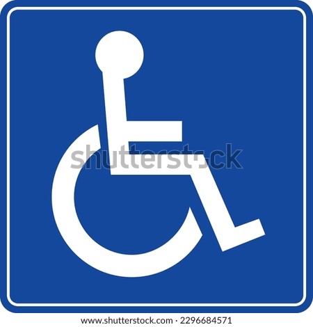 disabled handicap icon blue square background