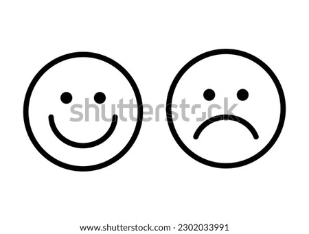 smiley face emoticon icon outline smile and sad expression