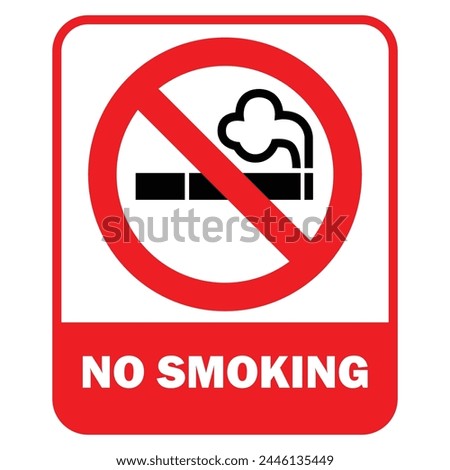 no smoking sign with burning cigarettes and smoke prohibition and risk illustration with warning text and background