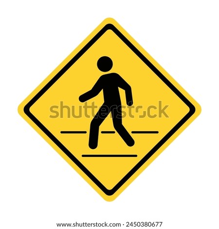 pedestrian crossing area sign direction left yellow square sign walkway direction right zebra cross