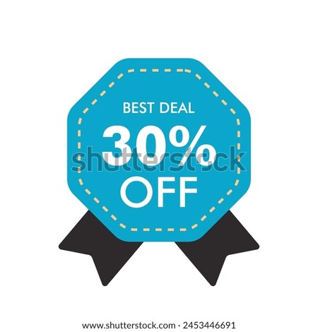 beast deal 30% blue octagonal badge promo sign special offer special tape form dicount badge