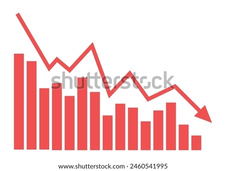 bar chart with arrow graph going down business decline investment and trading loss economic recession