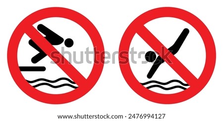 no jumping do not dive  sign swimming pool, diving forbidden