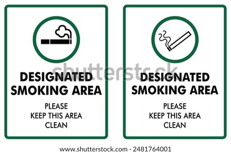 Image, Stock Photo white smoking area with blue and white pictogram ‘Smoking allowed’ and white metal tube