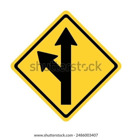 Straight Ahead or Left Turn direction sign, Left Branch, Left Fork road sign