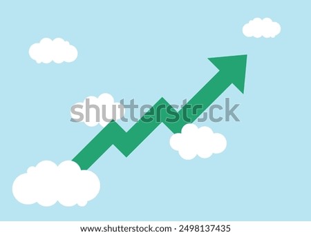 green business arrow rising going up to the sky represent profit rise business grow success