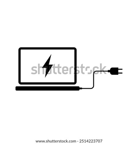 Laptop Charging Icon, Notebook Computer Power Station Symbol