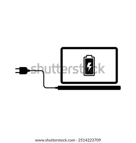 Laptop Charging Icon, Notebook Computer Power Station Symbol