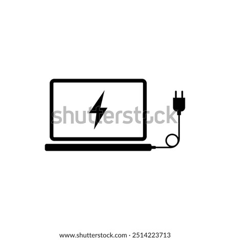 Laptop Charging Icon, Notebook Computer Power Station Symbol