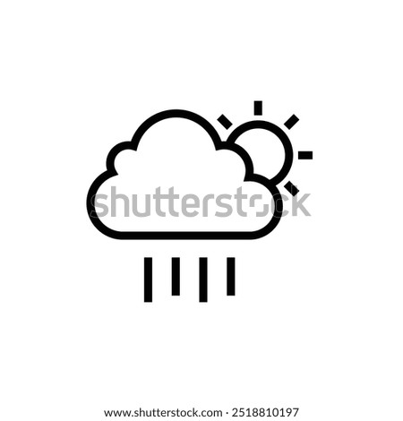 Rainy and cloudy weather conditions icon with Sun. Weather Forecast