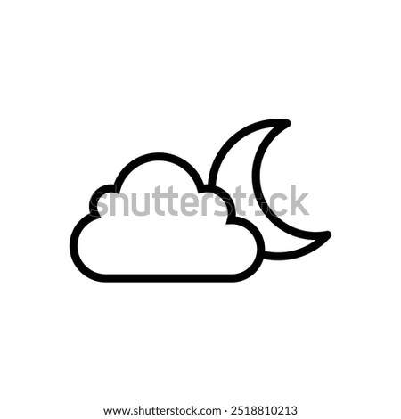 Night with Half moon in Dark Cloudy weather conditions icon. Weather Forecast