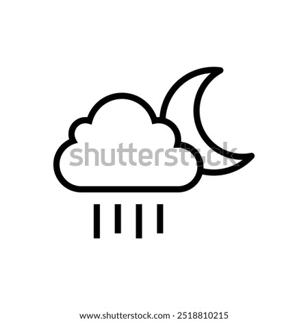 Night Rainy and cloudy weather conditions icon. Weather Forecast