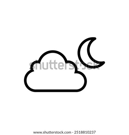 Night with Half moon in Cloudy weather conditions icon. Weather Forecast