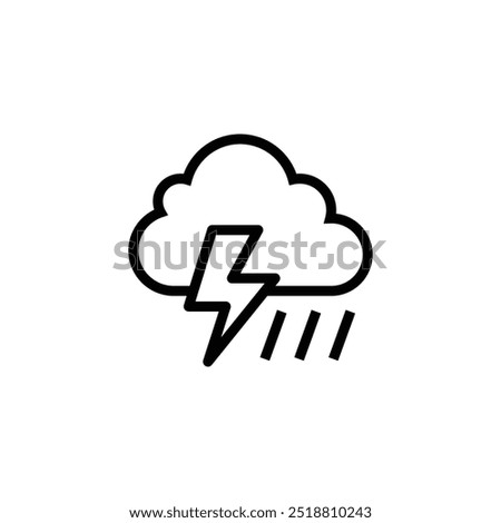 Thunder in Rainy and Cloudy weather conditions icon. Weather Forecast