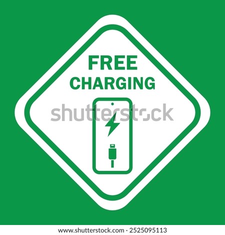 Device Charging Station Sign, Free Charging Phone, Laptop, and Powerbank Here White Background