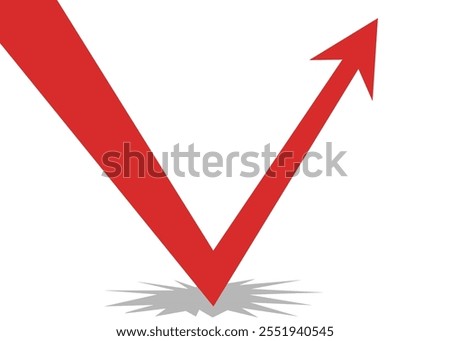 business arrow graph rebounding and soaring high, going high after a sharp decline indicating improving profits, trading profit and an economic boom