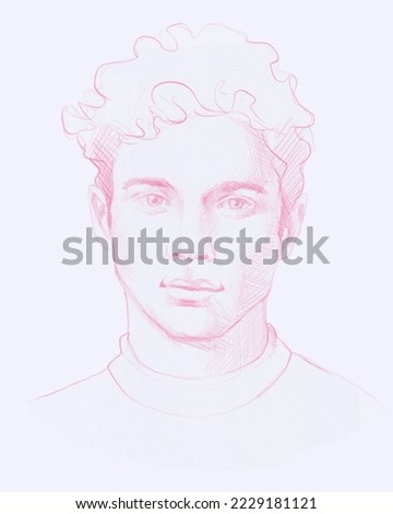 portrait of a young man with a red pencil
