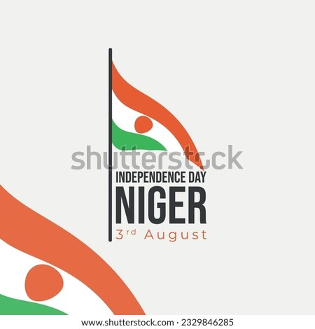 Niger Independence Day vector illustration. Abstract waving flagpole on gray background. Niger national holiday 3rd of August. 
