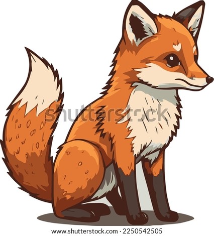 Red Fox Cartoon Vector Drawing Isolated on White Background